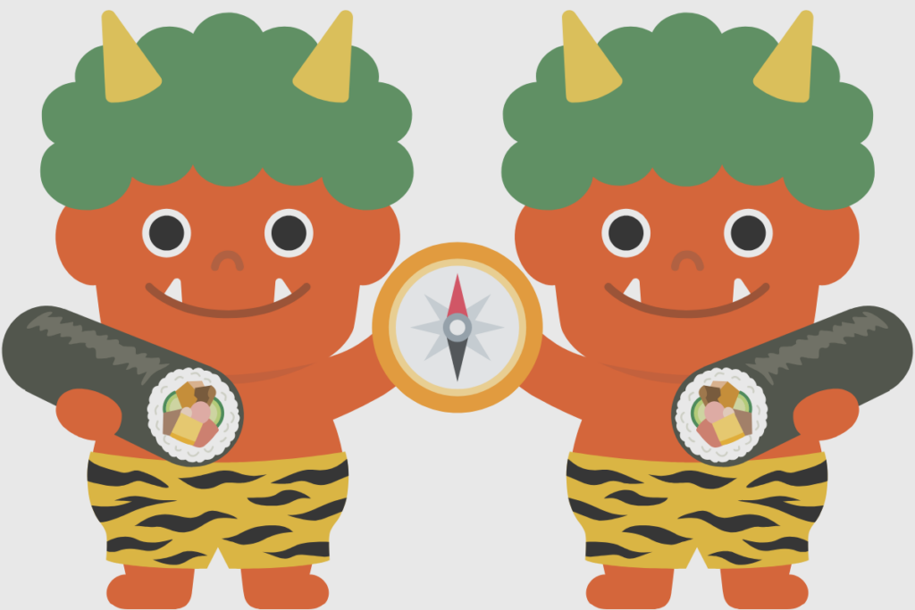 節分の鬼のイラスト(恵方・恵方巻のイメージ)