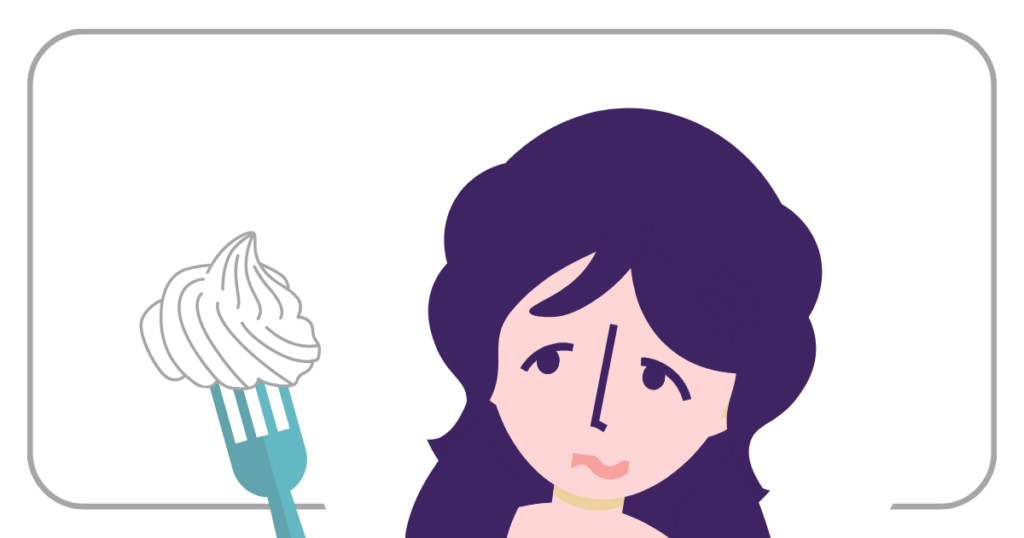 ショートケーキを後ろから食べる人の恋愛タイプ（マイペース）のイメージ