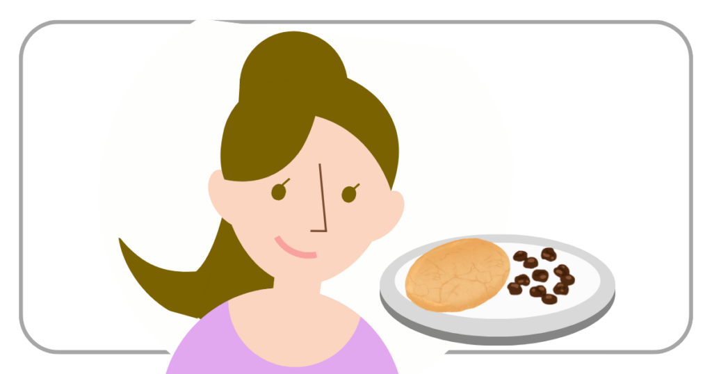 クッキーとチョコチップを分けて食べるバランスタイプのイメージ
