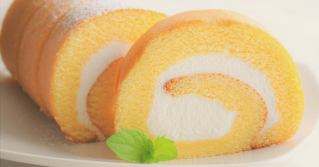 ロールケーキの日の由来をイメージしたロールケーキの断面