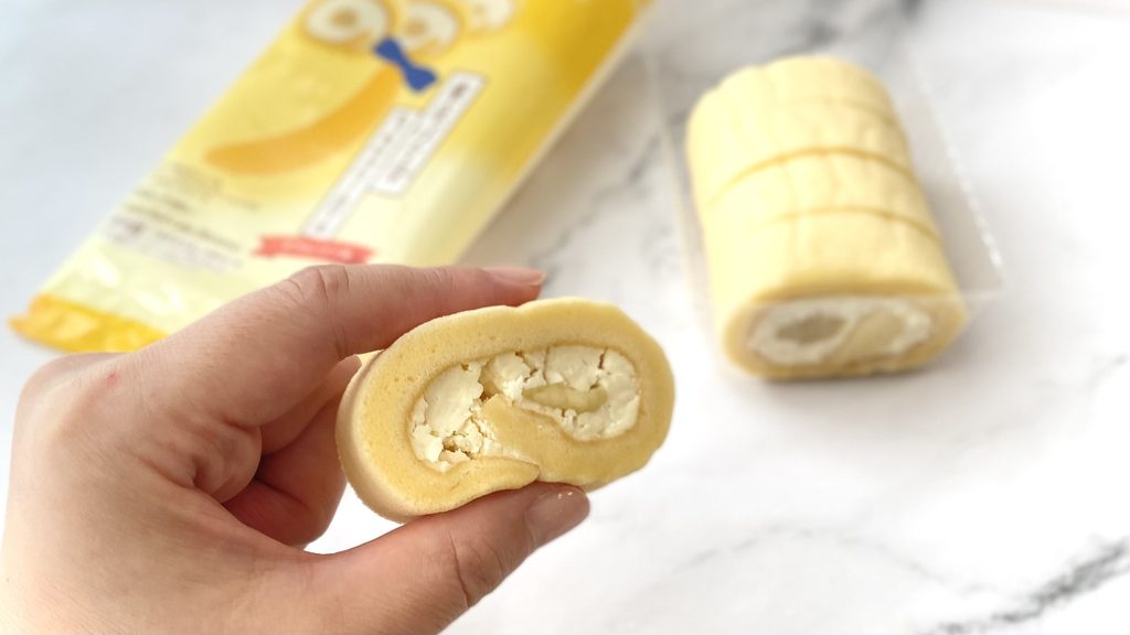 もっちりクリームロール ダブルバナナ味の断面